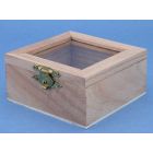 Holzkiste mit Glasfenster 80 x 80 x 40 mm.