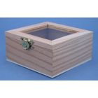 Holzkiste mit Glasfenster 100 x 100 x 50 mm.