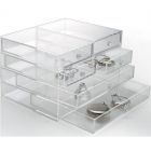 Transparente Schubladen-Element mit 4 kleinen und 2 großen Schubladen