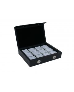 Edelsteinkassette,12 Glasfenster Kästchen 30x30x17 mm.