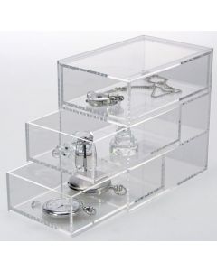 Transparentes Acrylglass schubladen element mit 3 Schubladen