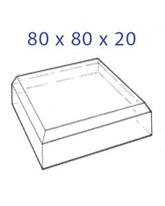 Acrylglas-Sockel 80 x 80 x 20 mm. mit Schräger Anfassung