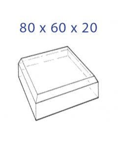 Acrylglas-Sockel 80 x 60 x 20 mm. mit Schräger Anfassung
