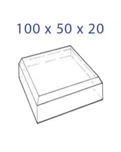 Acrylglas-Sockel 100 x 50 x 20 mm. mit Schräger Anfassung