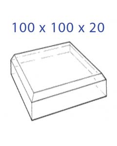 Acrylglas-Sockel 100 x 100 x 20 mm. mit Schräger Anfassung