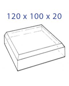 Acrylglas-Sockel 120 x 100 x 20 mm. mit Schräger Anfassung