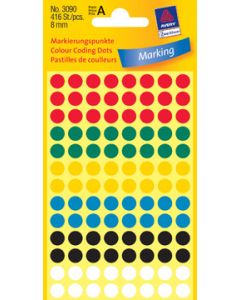 Etiket rund Ø 8 mm, versch. Farben, 416 St.