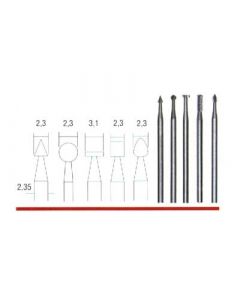 Frässtift-set Stahl fein, 5 verschiedene Formen