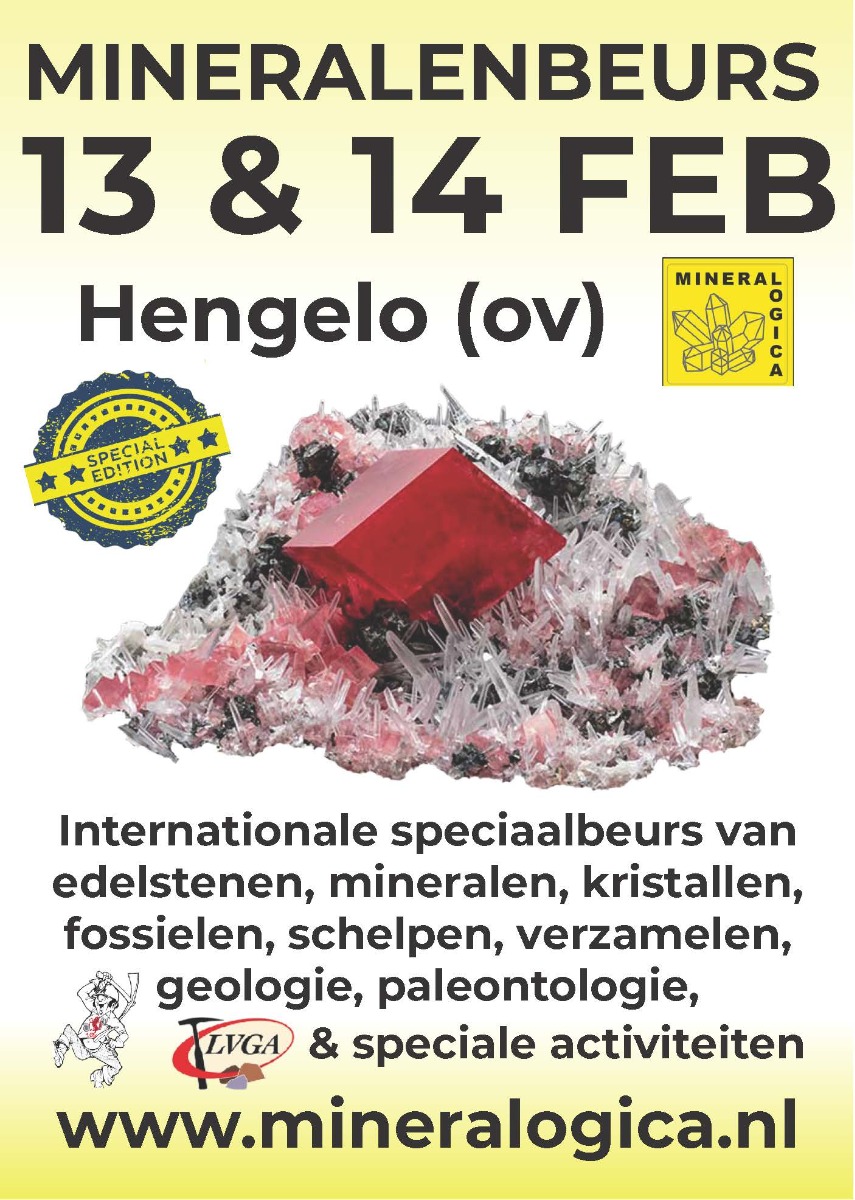 Mineralenbörse Mineralogica Hengelo 13 en 14 februari 2027